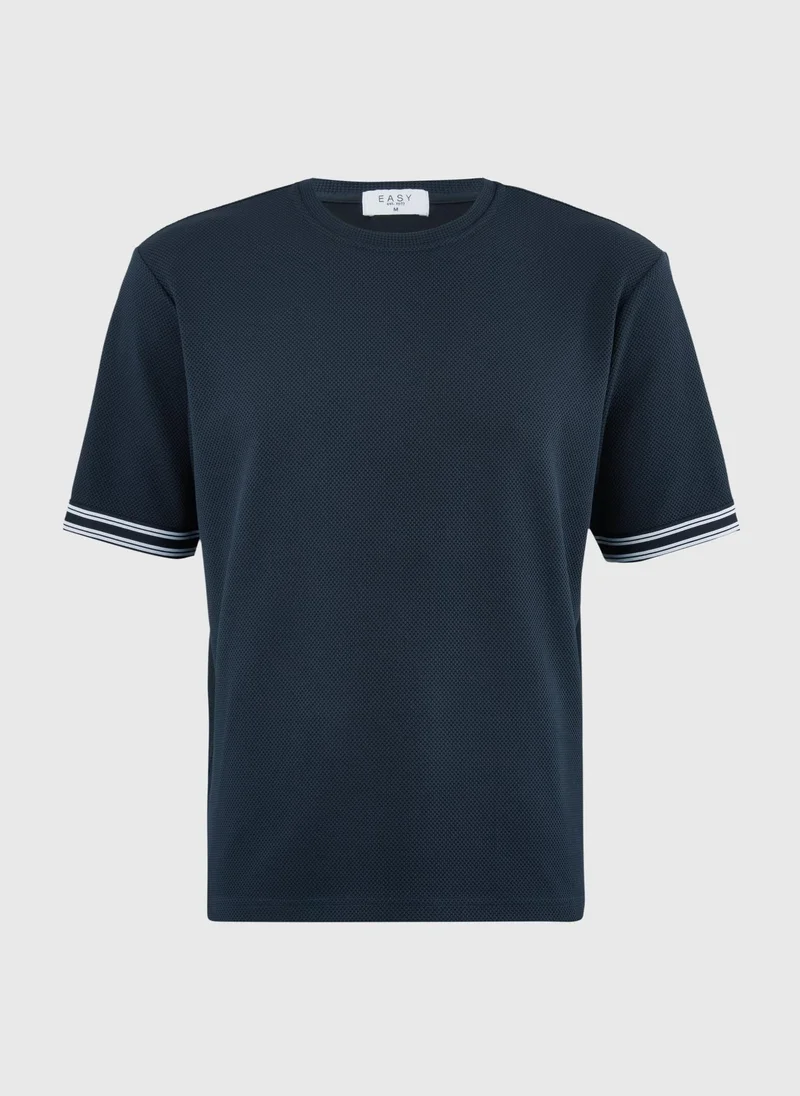 Matalan Navy Navy Textured Tape T-Shirt for Men | Best Price UAE