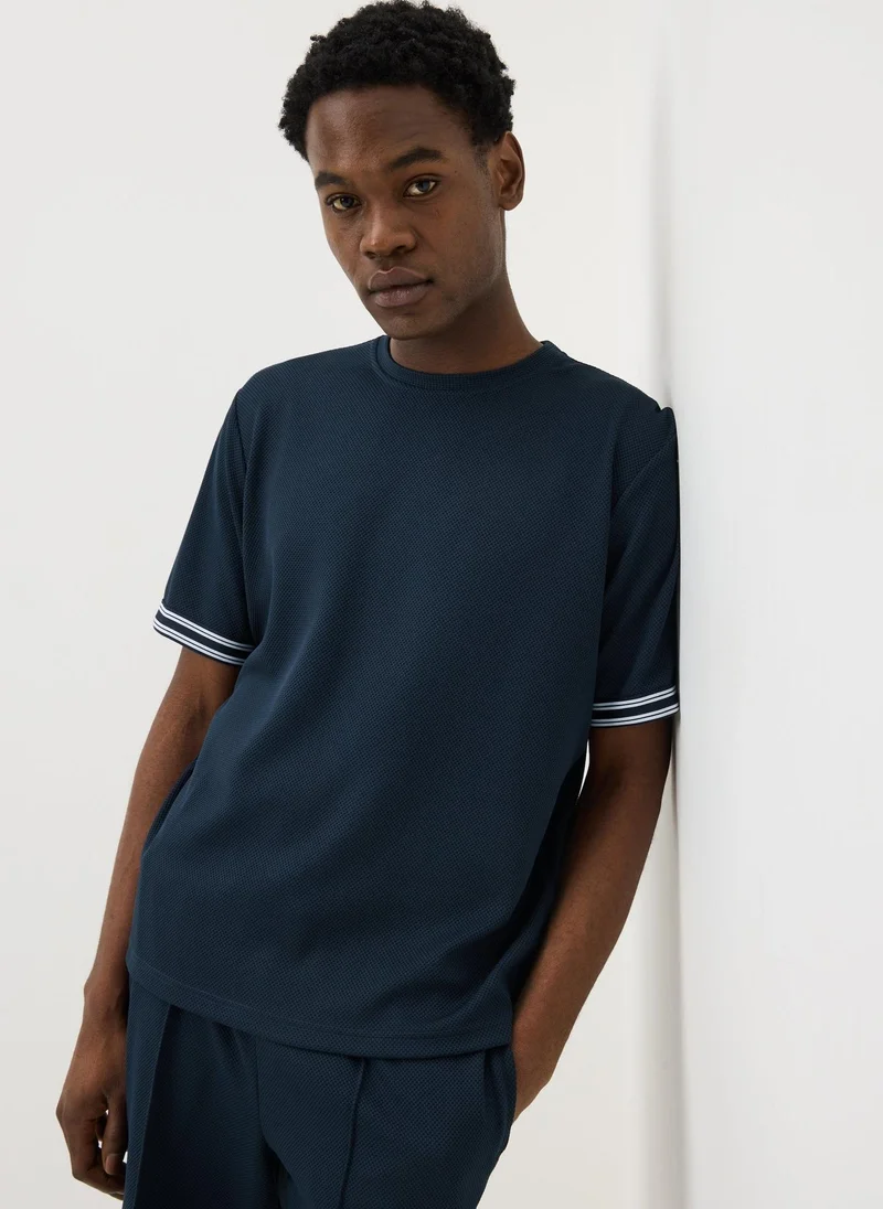 Matalan Navy Navy Textured Tape T-Shirt for Men | Best Price UAE