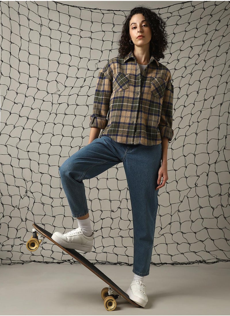 Hubberholme Women's Multicoloured Cotton Blend Checkered Oversized Shacket  - Image 5