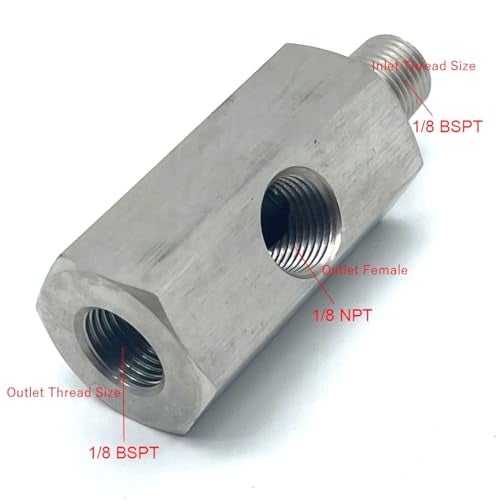 Larlansz Stainless Steel 1/8 BSPT Oil Pressure Sensor Tee to 1/8 NPT adapter Fitting for Turbo oil Supply Line and Oil Pressure Gauge - Image 3
