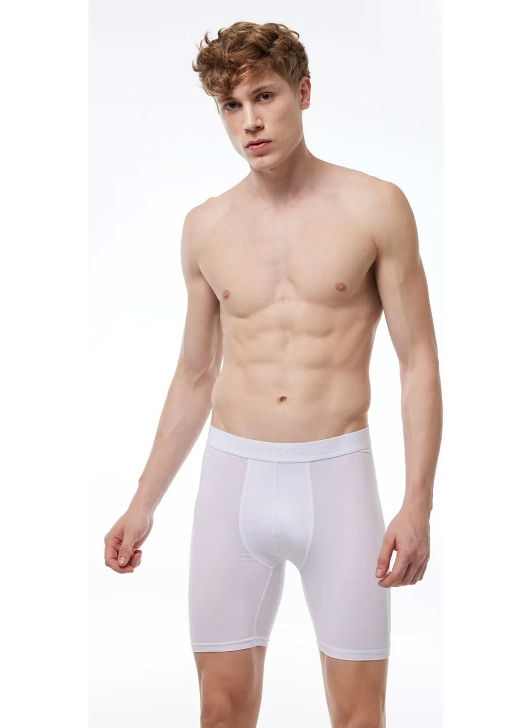 Malabadi Men's 3-Pack White Long-Legged Modal Boxer 019