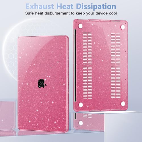 May Chen Compatible with MacBook Pro 13 inch Case 2022 2021 2020 Release Model A2338 M2 M1 A2251 A2289, Hard Shell Case with Keyboard Cover for MacBook Pro 13 Touch Bar Fits Touch ID, Peach Glitter - Image 3
