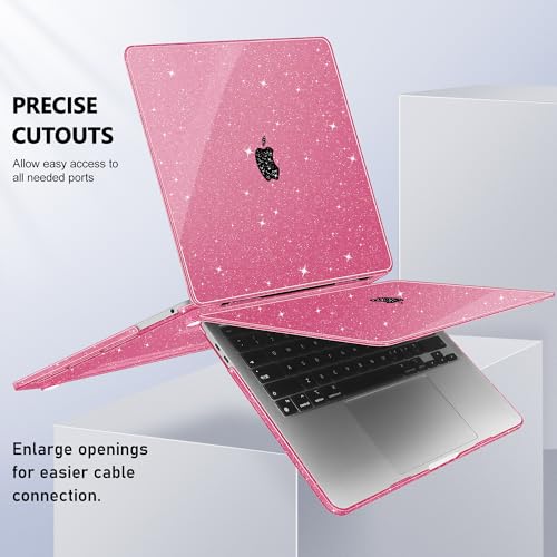 May Chen Compatible with MacBook Pro 13 inch Case 2022 2021 2020 Release Model A2338 M2 M1 A2251 A2289, Hard Shell Case with Keyboard Cover for MacBook Pro 13 Touch Bar Fits Touch ID, Peach Glitter - Image 5