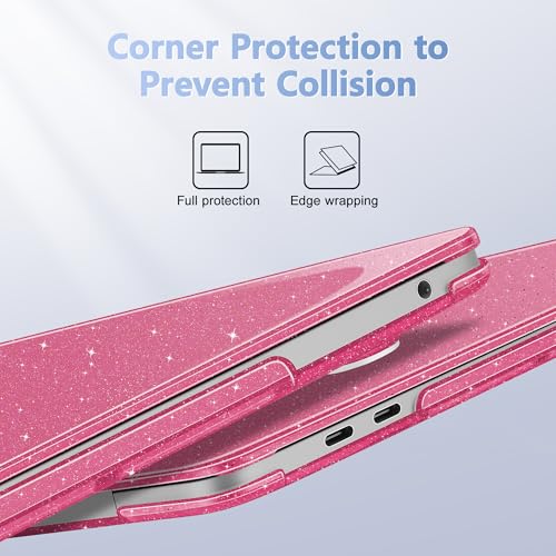 May Chen Compatible with MacBook Pro 13 inch Case 2022 2021 2020 Release Model A2338 M2 M1 A2251 A2289, Hard Shell Case with Keyboard Cover for MacBook Pro 13 Touch Bar Fits Touch ID, Peach Glitter - Image 2