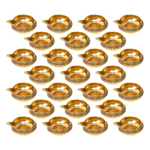 Dokchan Brass Kuber Diyas Oil Lamps for Puja Room Decoration and Diwali Festival (Size 1.5 Inch | Pack 25) - Image 1