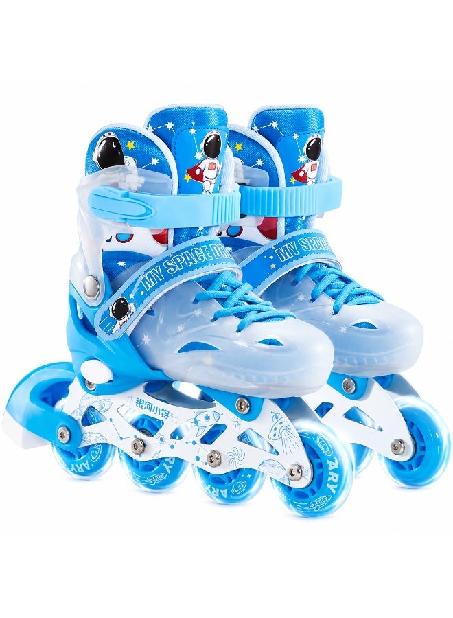 Kids Adjustable Inline Skates for Boys and Girls, Light Up Wheels Roller Skates with Full Boot Protection, Cute Astronaut Space Theme Outdoor Skates for Beginners - Image 2