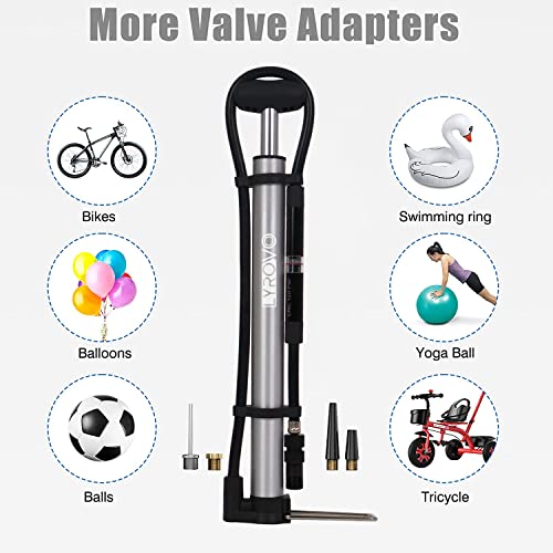Lyrovo Portable 80 PSI Cycle Bike Tyre Air Pump Fits Presta and Schrader Valve with Pressure Indicator - Image 4