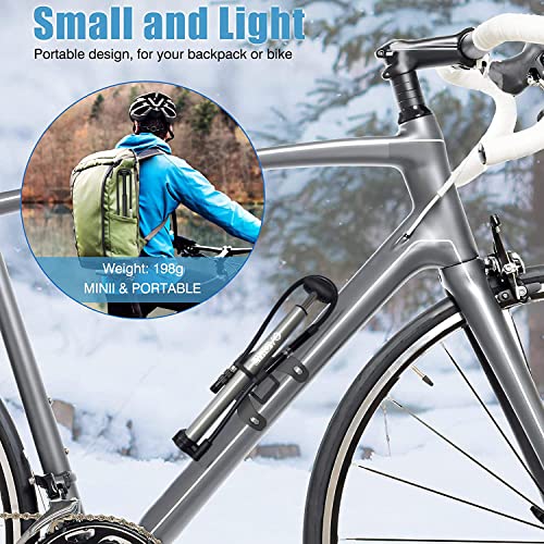 Lyrovo Portable 80 PSI Cycle Bike Tyre Air Pump Fits Presta and Schrader Valve with Pressure Indicator - Image 3