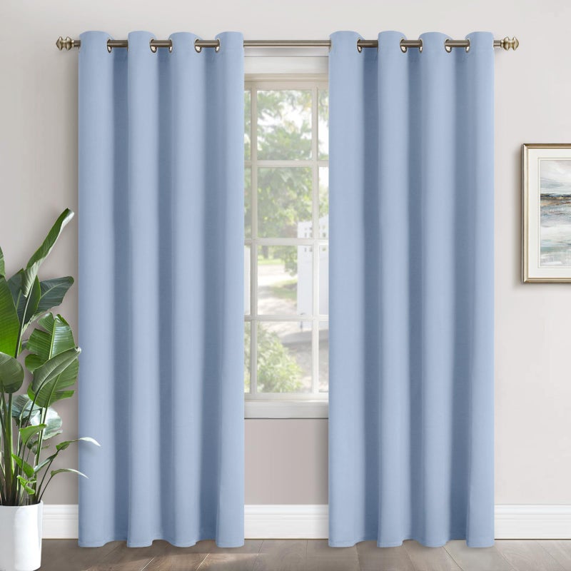 YoungsTex Baby Blue Curtains 84 Inches Long for Bedroom Living Room - Thermal Insulated with Grommet Blackout Drapesfor Kids Nursery  2 Panels  52 x 84 Inch - Image 1