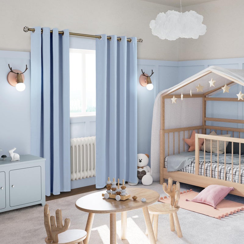 YoungsTex Baby Blue Curtains 84 Inches Long for Bedroom Living Room - Thermal Insulated with Grommet Blackout Drapesfor Kids Nursery  2 Panels  52 x 84 Inch - Image 2