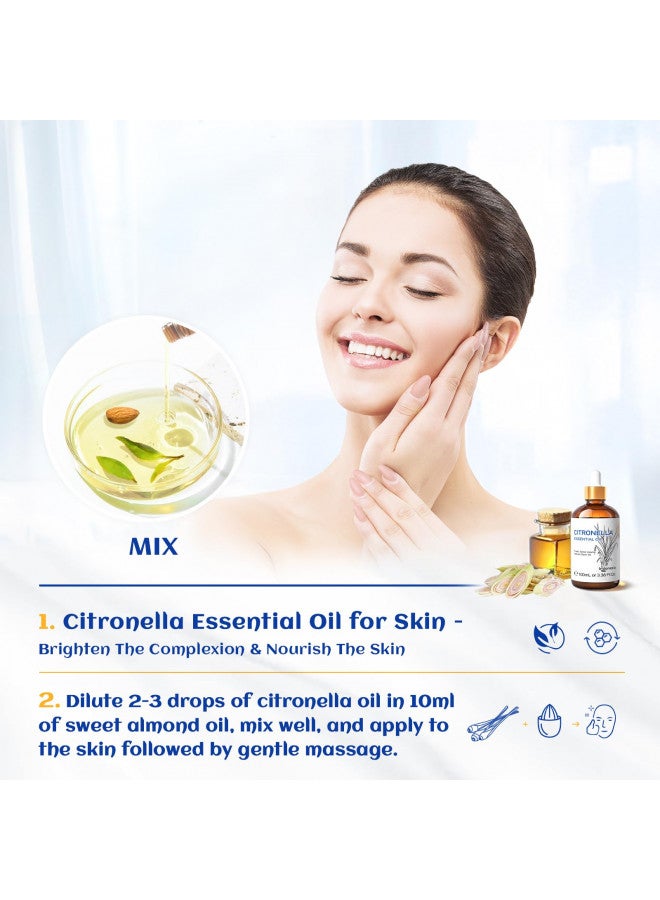 HIQILI HIQILI Citronella Essential Oil,100% Pure Undiluted Premium Therapeutic Grade,for Diffuser,Candles Making Outdoor Mosquitoes Spray - 3.38 Fl Oz.  - Image 5