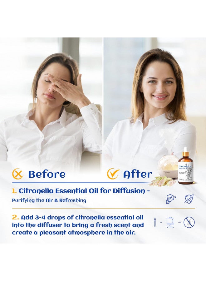 HIQILI HIQILI Citronella Essential Oil,100% Pure Undiluted Premium Therapeutic Grade,for Diffuser,Candles Making Outdoor Mosquitoes Spray - 3.38 Fl Oz.  - Image 4