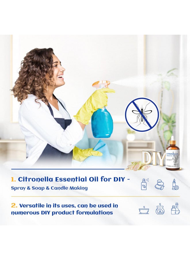 HIQILI HIQILI Citronella Essential Oil,100% Pure Undiluted Premium Therapeutic Grade,for Diffuser,Candles Making Outdoor Mosquitoes Spray - 3.38 Fl Oz.  - Image 3