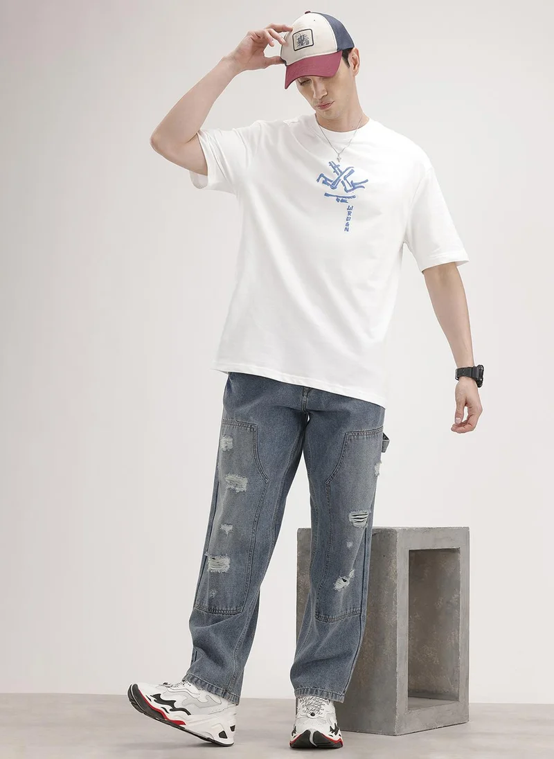 Wrogn Oversized Back Printed T-Shirt | Off White