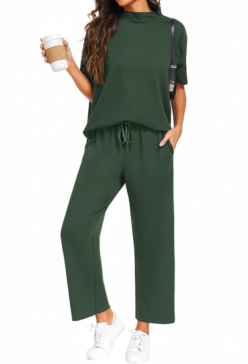 PrinStory Womens 2 Piece Lounge Sets Casual Outfits Pullover Top and Wide Leg Pants Matching Pjs Soft Pajamas Loungewear Butter Yellow-L - Image 1