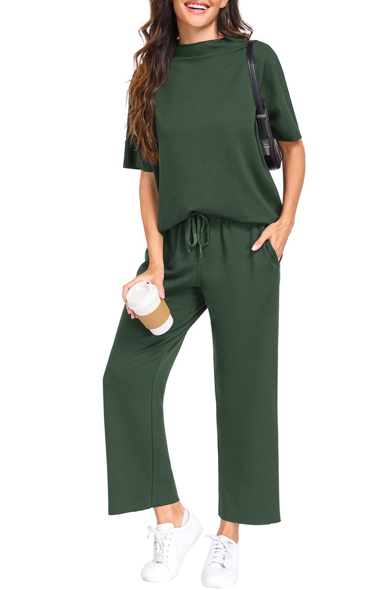 PrinStory Womens 2 Piece Lounge Sets Casual Outfits Pullover Top and Wide Leg Pants Matching Pjs Soft Pajamas Loungewear Butter Yellow-L - Image 2