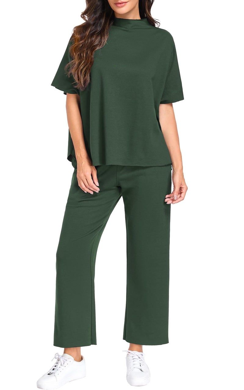 PrinStory Womens 2 Piece Lounge Sets Casual Outfits Pullover Top and Wide Leg Pants Matching Pjs Soft Pajamas Loungewear Butter Yellow-L - Image 3