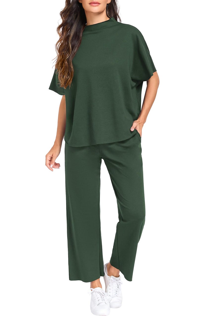 PrinStory Womens 2 Piece Lounge Sets Casual Outfits Pullover Top and Wide Leg Pants Matching Pjs Soft Pajamas Loungewear Butter Yellow-L - Image 4