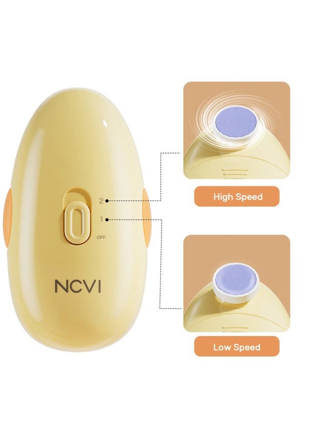 NCVI - Baby Nail Trimmer Electric, Baby Nail File, Safe Baby Nail Clippers, Trim and Polish Set for Newborn Baby Infant Toddler Kids, Fingernails Care, Grooming & Manicure kit, 8 Grinding Heads, Yellow - Image 1