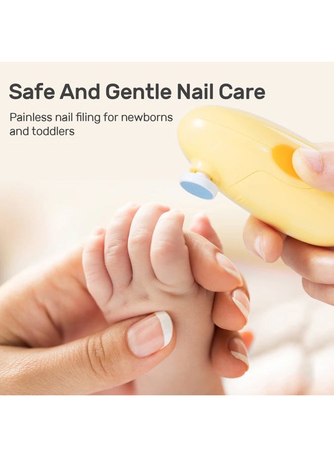 NCVI - Baby Nail Trimmer Electric, Baby Nail File, Safe Baby Nail Clippers, Trim and Polish Set for Newborn Baby Infant Toddler Kids, Fingernails Care, Grooming & Manicure kit, 8 Grinding Heads, Yellow - Image 1