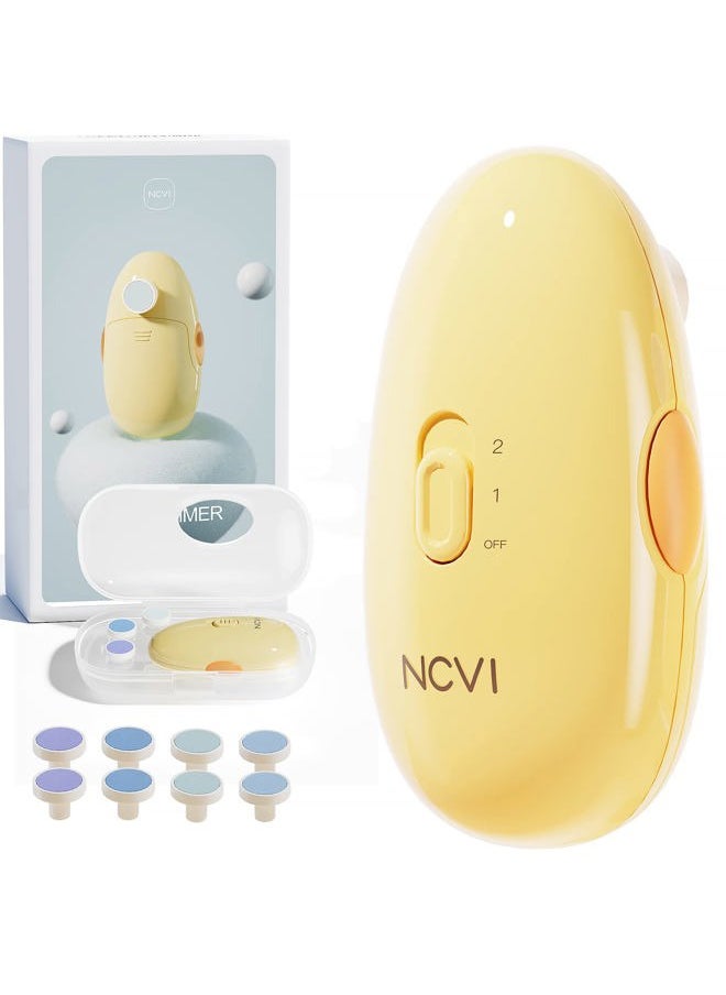 NCVI - Baby Nail Trimmer Electric, Baby Nail File, Safe Baby Nail Clippers, Trim and Polish Set for Newborn Baby Infant Toddler Kids, Fingernails Care, Grooming & Manicure kit, 8 Grinding Heads, Yellow - Image 1