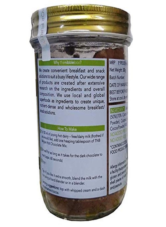 thenibblebox Belgian Hot Chocolate Mix, 300g Jar [Contains 70% Belgian Dark Chocolate bits, no transfats, Gluten Free, no Added Flavours, no additives] - Image 2