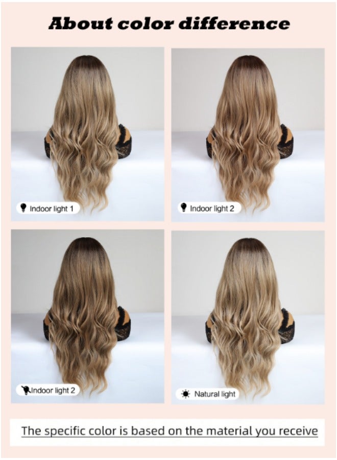 Joudi Ombre Dark Brown Wig for Women, Middle Part Long Wavy Curly Hair, Heat-Resistant Synthetic Fiber - 26 inch (Rose Net Cap)  - Image 5