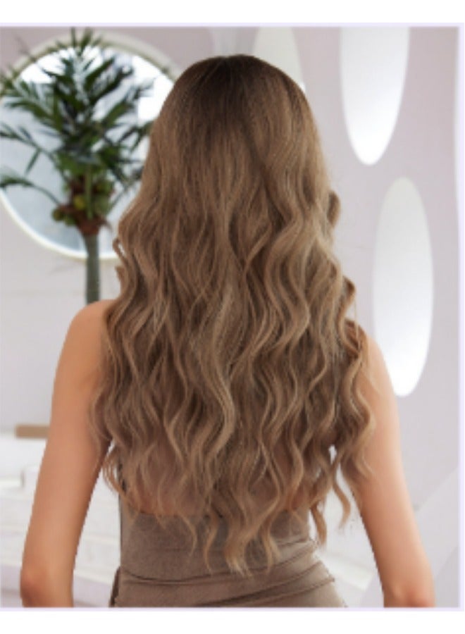 Joudi Ombre Dark Brown Wig for Women, Middle Part Long Wavy Curly Hair, Heat-Resistant Synthetic Fiber - 26 inch (Rose Net Cap)  - Image 4