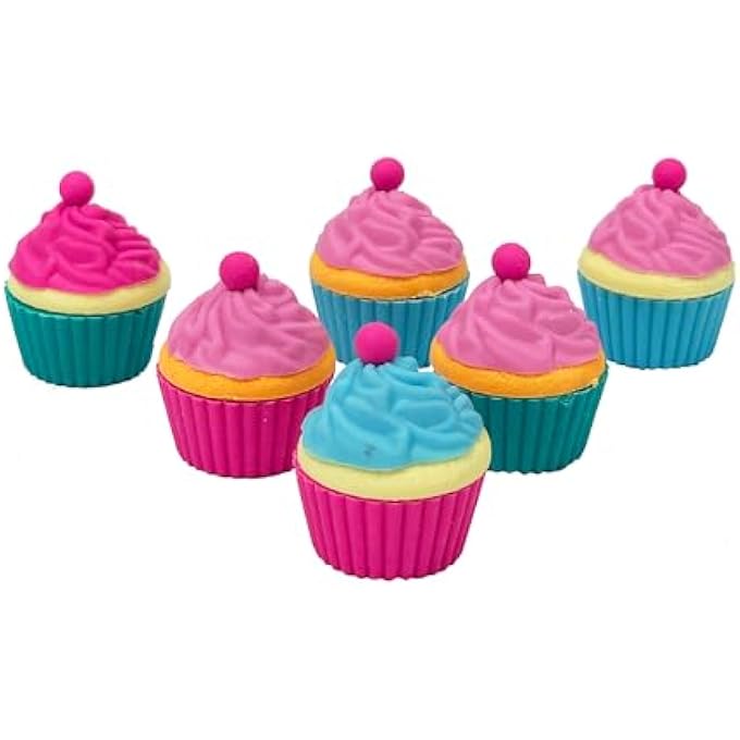 Tinc CUPCAKE ERASER 6-PIECE SET | CUTE ERASERS FOR KIDS | ERASERS FOR SCHOOL | CUTE STUFF PARTY FAVORS FOR KIDS | SCHOOL SUPPLIES GIFTS FOR GIRLS AND BOYS | CUTE STATIONARY GIFTS - Image 2
