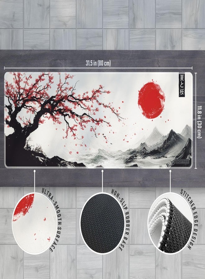DOTTICO XL Japanese Cherry Blossom Gaming Mouse Pad for Desk- Large Sakura Desk Mat for Keyboard & Mouse - Non-Slip, Water-Resistant, Stitched Edges - 31.5x11.8 in (X-Large) - Image 3