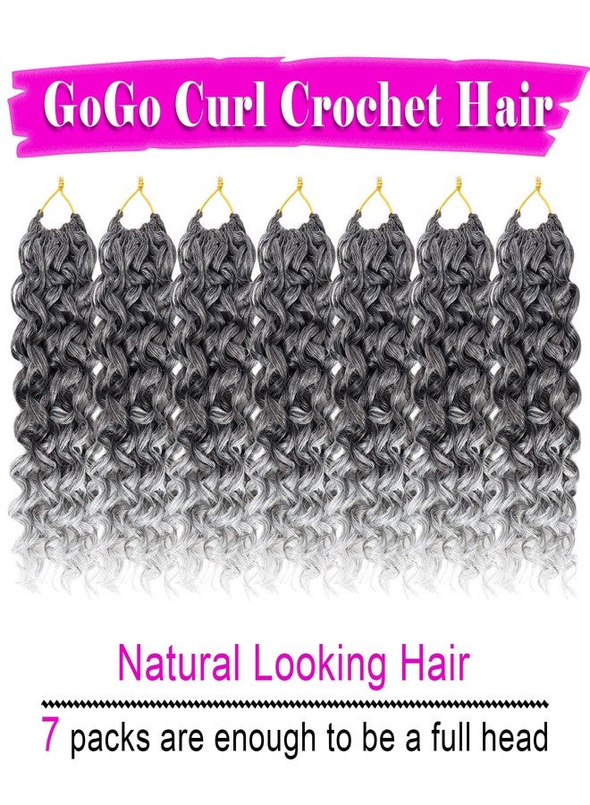 Eerya 7 Packs GoGo Curl Crochet Hair 12 Inch Short Curly Crochet Hair for Women Beach Curl Water Wave Deep Twist Crochet Braids Synthetic Braiding Hair Extensions (12 Inch, TGray) - Image 2
