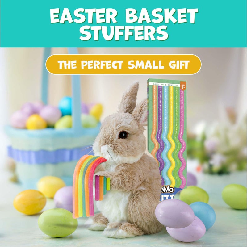 BUNMO Girls Easter Basket Stuffers - Sensory Stretchy Strings for Toddlers 3+ - Stimulating Fidget Toys for Toddlers - Easter Basket Stuffers for Girls - Non-Mouthable 3+ - Glitter 6 Pack - Image 2