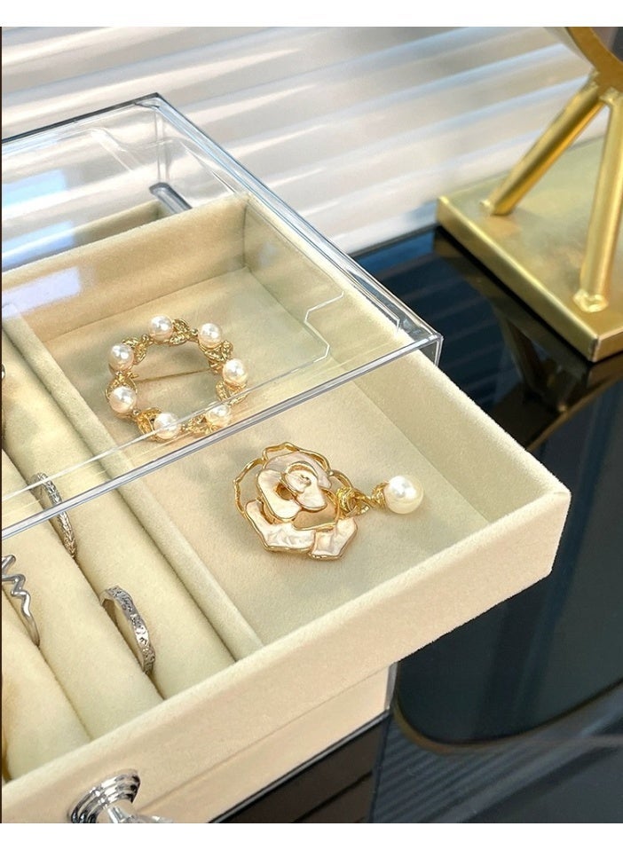 صندوق تنظيم المجوهرات من الأكريليك ب 5 بساطات، بطانة من القشط قابلة للفك، صندوق عرض واضح للمجوهرات للأوساخ والأقلام والخواتم والساعات اليدوية، حاوية تخزين مثالية للمجوهرات للنساء - Image 5