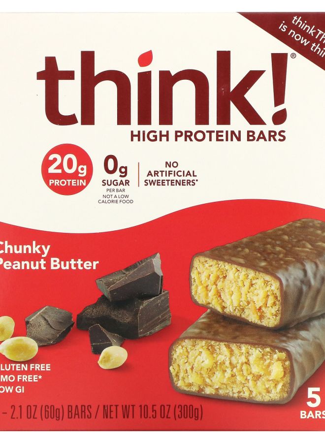 Think High Protein Bars Chunky Peanut Butter 5 Bars 2.1 oz (60 g) Each
