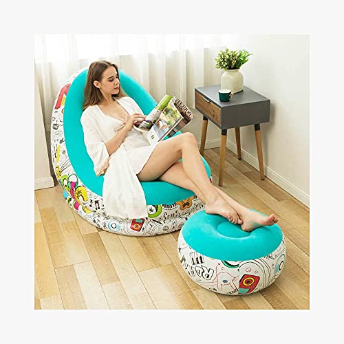 GTC® Inflatable Air Chair with Footstool Furniture 116CMx98CMx83CM (Sky Blue) (A 82001) - Image 2