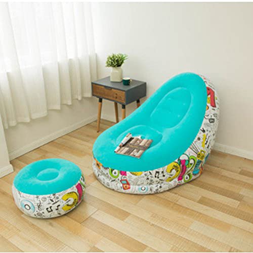 GTC® Inflatable Air Chair with Footstool Furniture 116CMx98CMx83CM (Sky Blue) (A 82001) - Image 3