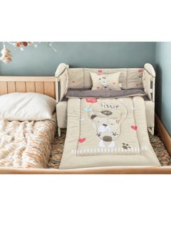 سمارت هوم طقم مفارش سرير أطفال ، مفرش حواجز طقم مكون من لحاف اطفال مقاس 90X145 سم شرشف مطاط 110X160 سم مخده مقاس 35X45 سم حواجز مقاس 33X130 سم حواجز مقاس 33X330 سم  - Image 2