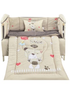 سمارت هوم طقم مفارش سرير أطفال ، مفرش حواجز طقم مكون من لحاف اطفال مقاس 90X145 سم شرشف مطاط 110X160 سم مخده مقاس 35X45 سم حواجز مقاس 33X130 سم حواجز مقاس 33X330 سم  - Image 3