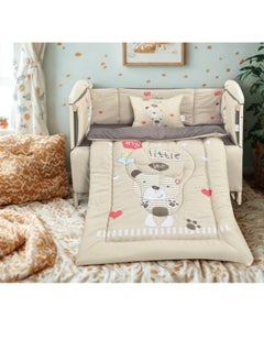 سمارت هوم طقم مفارش سرير أطفال ، مفرش حواجز طقم مكون من لحاف اطفال مقاس 90X145 سم شرشف مطاط 110X160 سم مخده مقاس 35X45 سم حواجز مقاس 33X130 سم حواجز مقاس 33X330 سم  - Image 4
