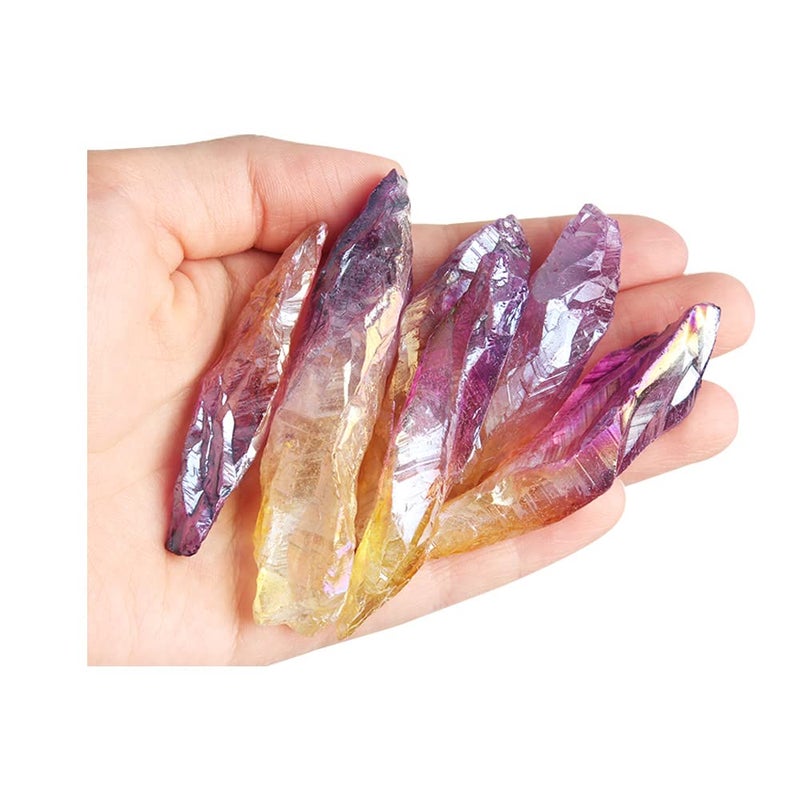 Acxico 1Pcs 100g Titanium Rainbow Aura Lemurian Quartz Crystal Pointed Healing - Image 1