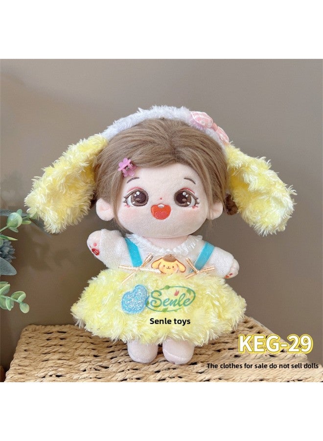 # 20cm Cotton Doll Clothes For Fat Body Can Be Worn Preppy Style Suit Plush Doll Dress Up Cute Baby Clothes Skirt-Color:20cm Cotton Clothes + Headwear (excluding Baby)-Specifications:KEG-29 - Image 1