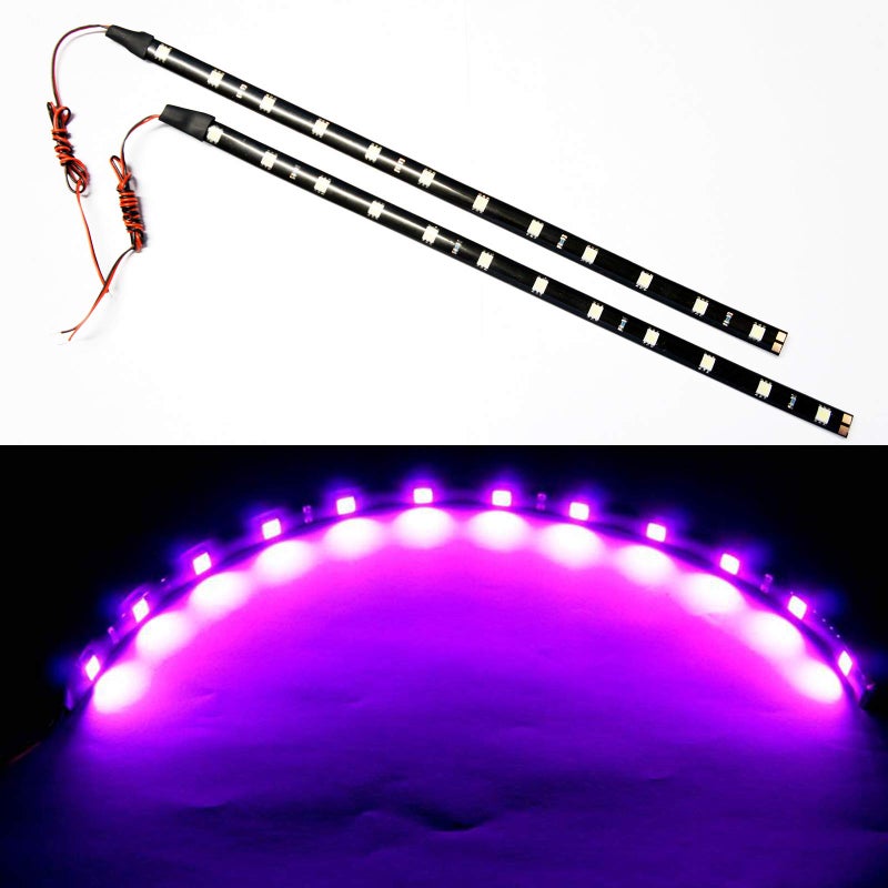 SOCAL-LED LIGHTING 30cm 12" Purple Flexible LED Strips High Power Bright 5050 12 SMD Car DRL Under Dash Accent Light, Waterproof, Cuttable, Pack of 2 - Image 1