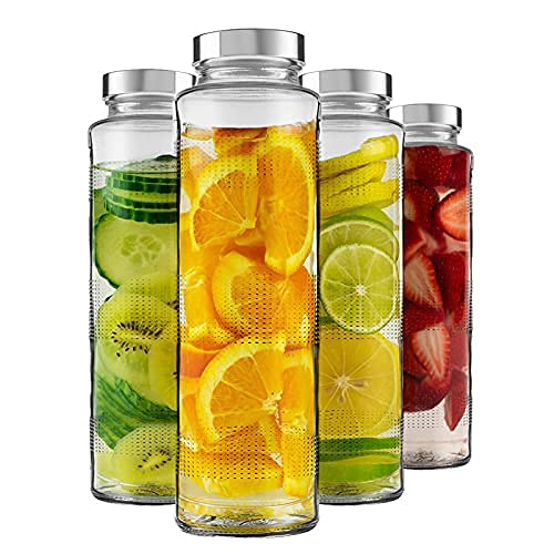 Vency Eco-Friendly, Leak-Proof 750Ml Glass Water Bottle For Fridge And Tumbler Set - A Stylish Solution For Your Kitchen (Bottle Set Of 4, Tumbler Set Of 4), Clear - Image 5