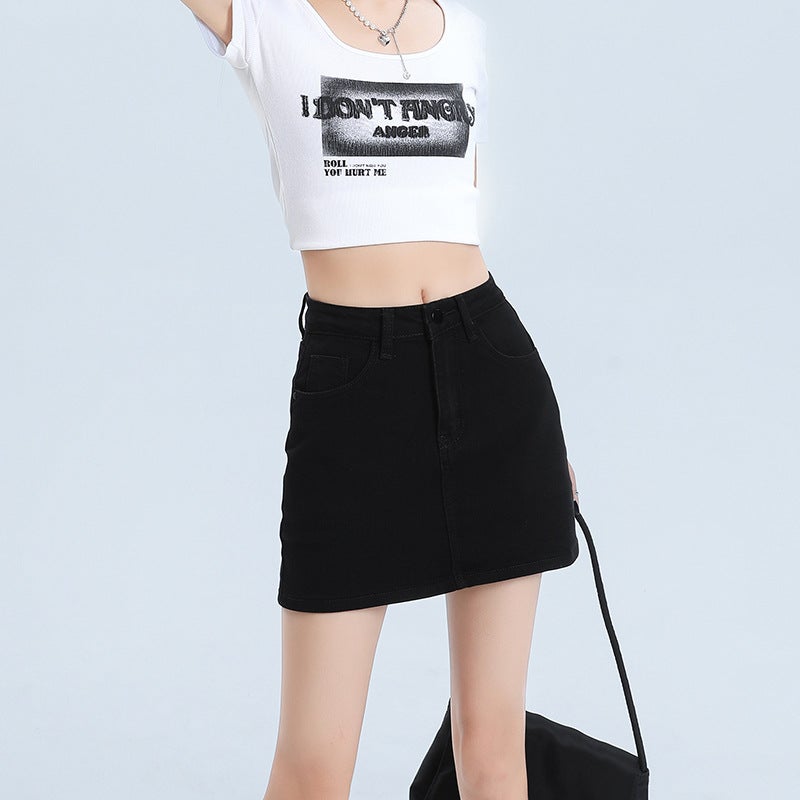 American Style Hot Girl Denim Skirt Women's 2024 Summer New High Waist A- line Slimming Anti-walking Sheath Skirt - Image 3