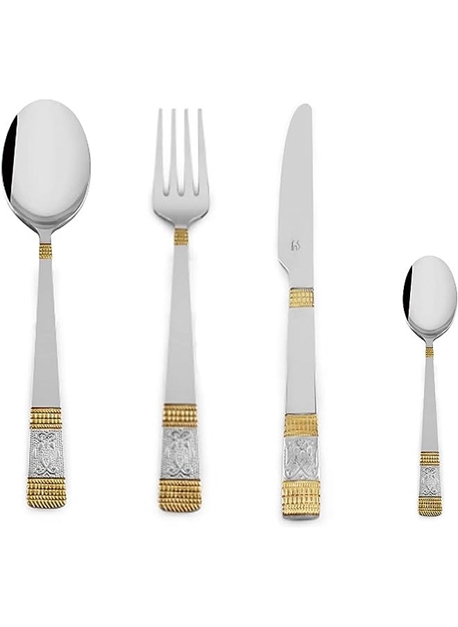 FNS - Jessica Cutlery Set 24Pcs Gold/Steel With Box - Image 1