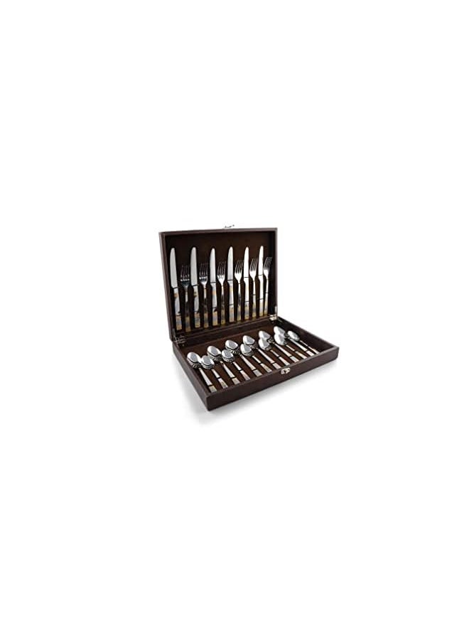 FNS - Jessica Cutlery Set 24Pcs Gold/Steel With Box - Image 1