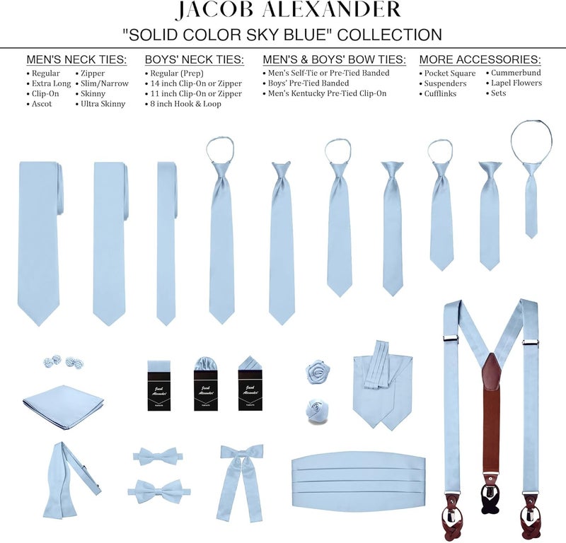 Jacob Alexander Boy's Regular Self Tie Prep Solid Color Necktie - Image 3