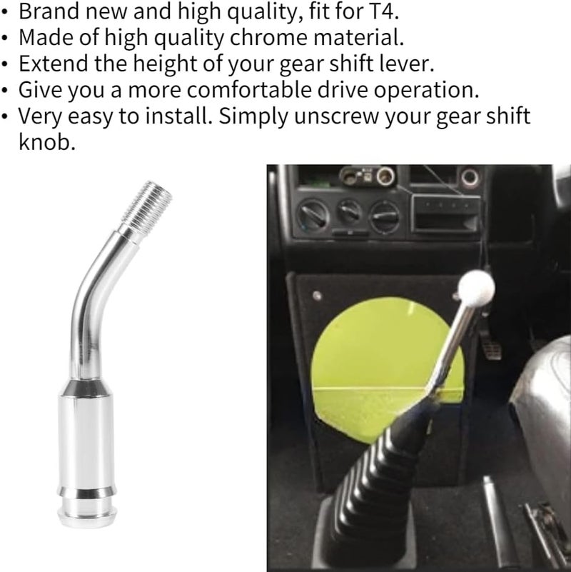 woobles 5inch Gear Shifter Stick Lever Bend Extension Shift Knob Extender for T4 Silver - Image 3