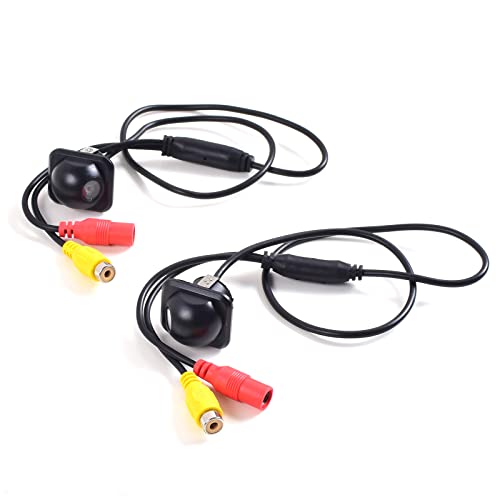 Ekylin Pair Car Auto 20mm Hole Drilling Side View Camera Side Mirror Mount Reverse Mirrored Image with No Parking Assistance Lines Cam Safe Turning No Blind Spot for Car Monitor Stereo RCA - Pack of 2 - Image 1