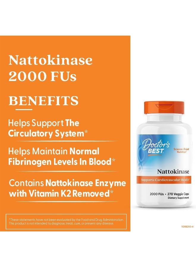 Doctor's Best Nattokinase, Non-GMO, Vegan, Gluten Free, 270 Veggie Caps - Image 3